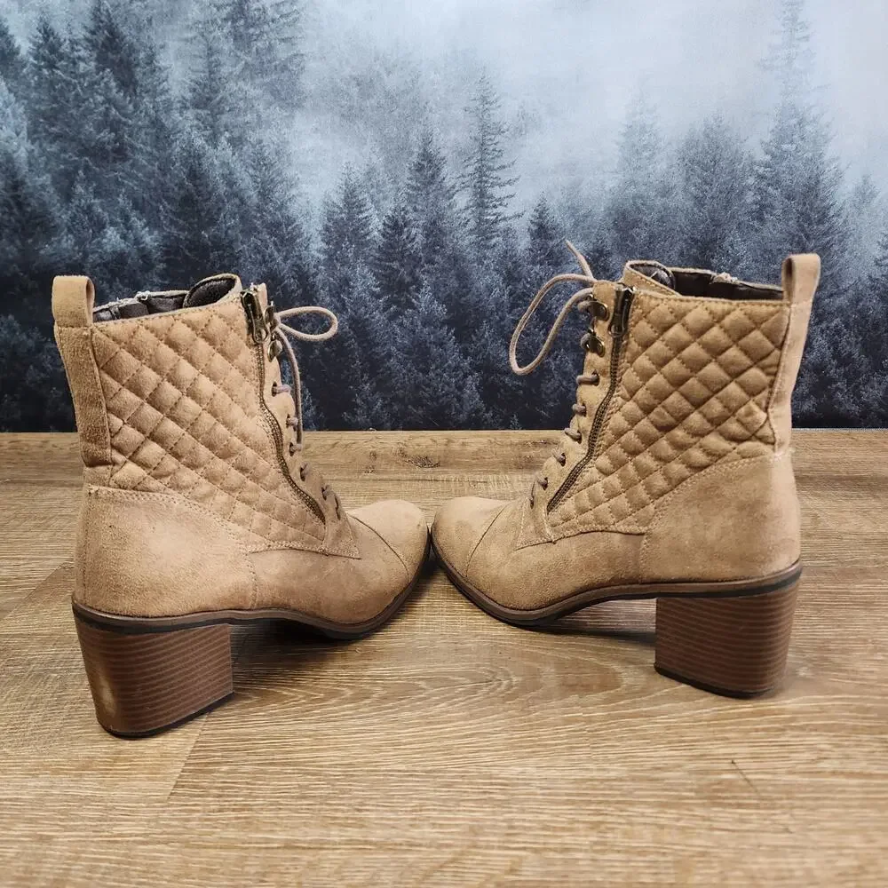 White Mountain Quilted Dorsett Lace-Up Heeled Bootie | Women's 10M